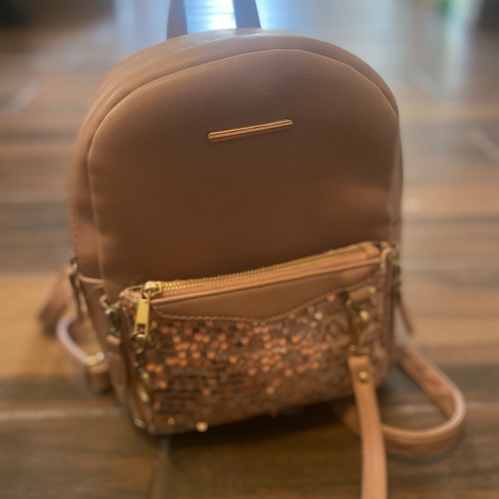 rose gold mini backpack